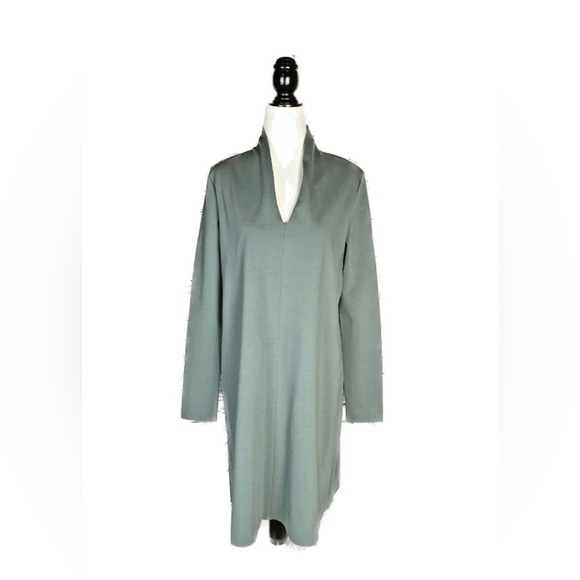 COS Minimalist V-Neck Long Sleeve Stretch Heavy Jersey A Line Dress - Picture 7 of 15
